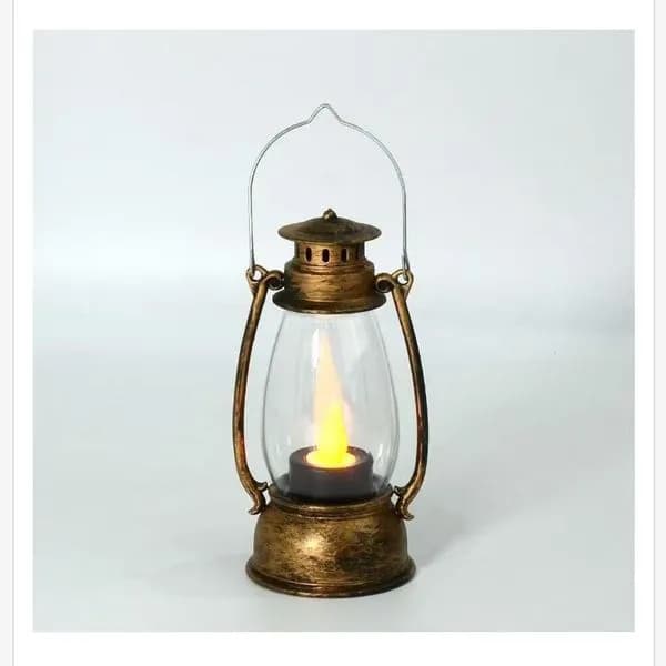 Lampion LED Ozdoba Świąteczna 6x13cm Retro Antyczne Złoto