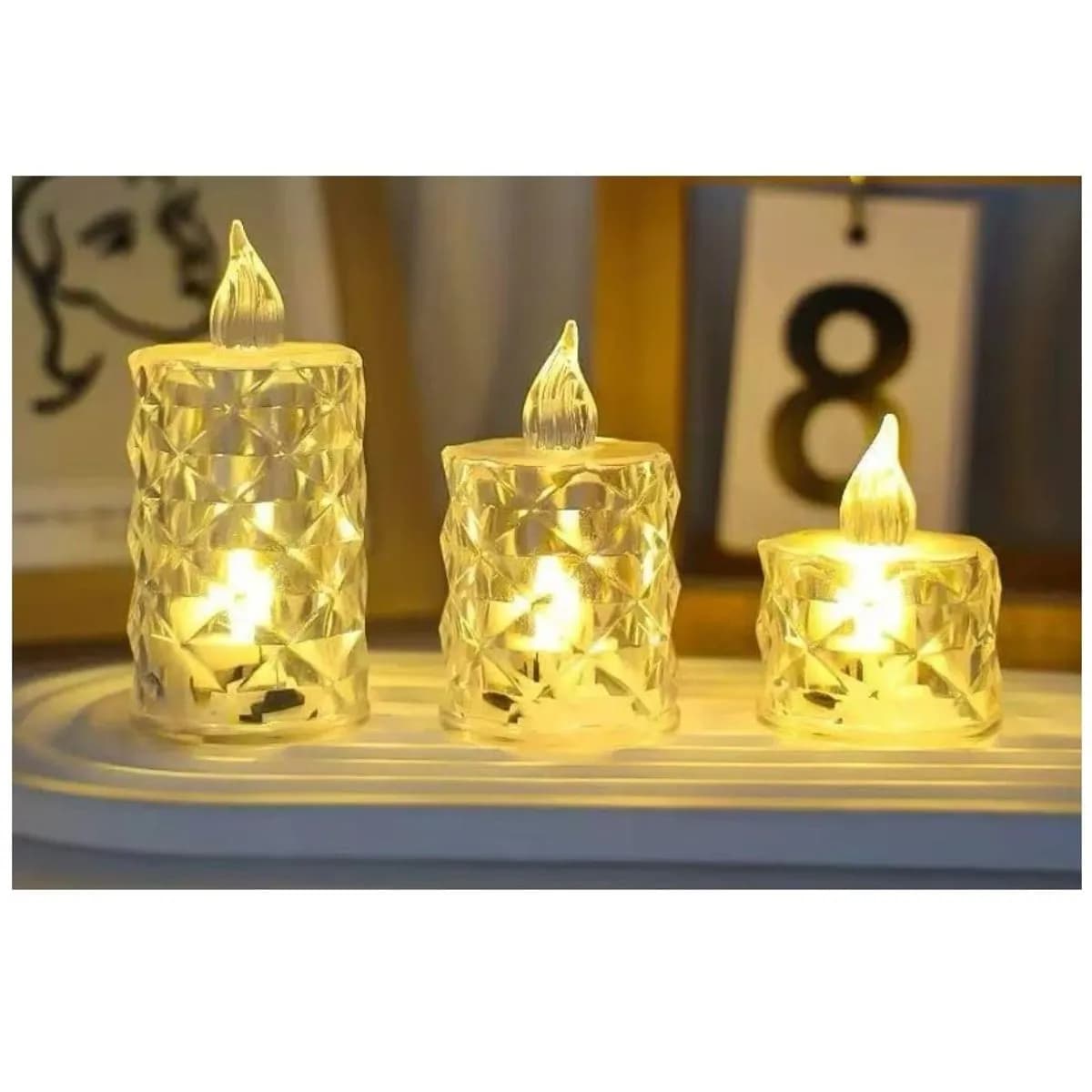 Świeczka LED Kryształowa Ozdoba Świąteczna 4x6,50cm