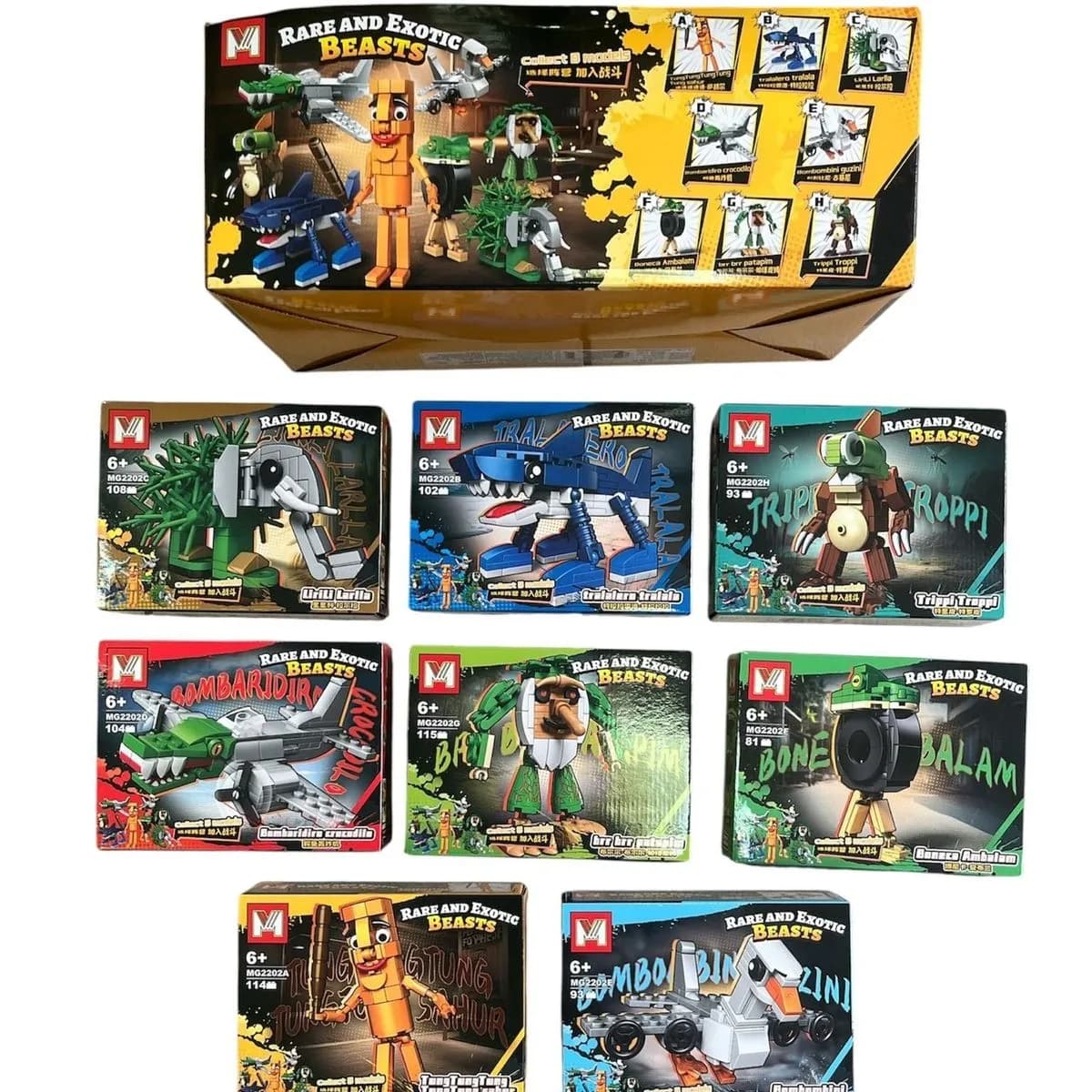 Klocki Brain Root Rare and Exotic Beasts, zestaw 8 sztuk