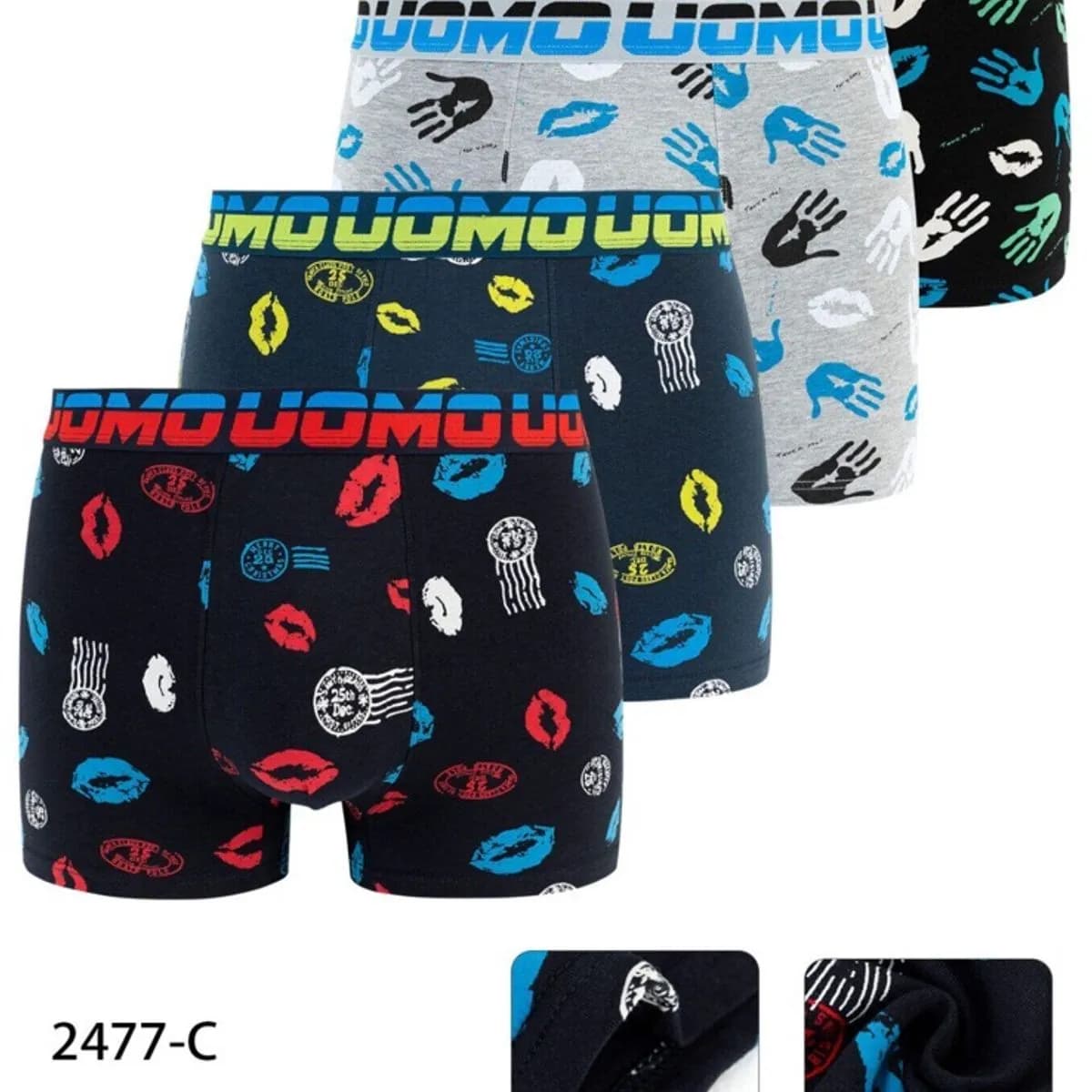 Bokserki męskie z nadrukiem ust 95% bawełna S-XXL