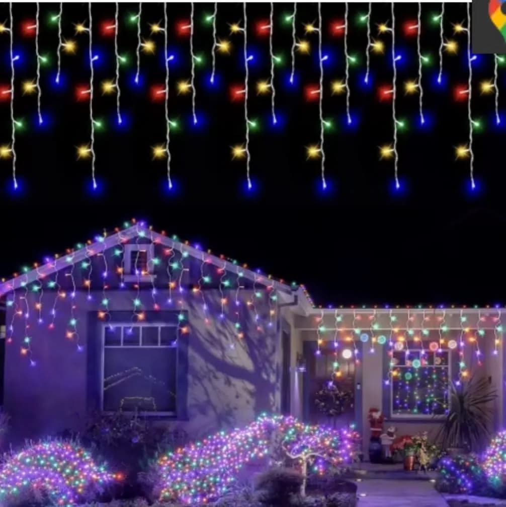 Lampki Choinkowe Sople Gruby Kabel Flass 200LED 9,5metr