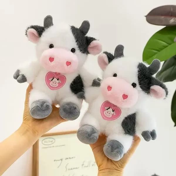 Maskotka Pluszowa Krowa 23cm Biała z Czarnymi Plamami