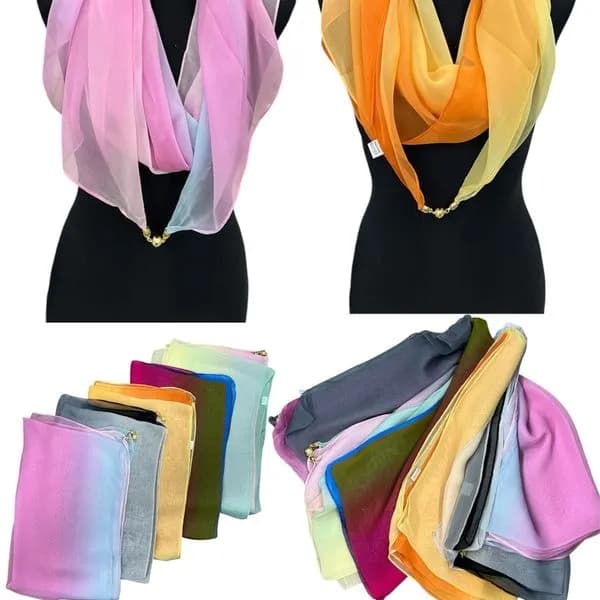 Szaliki damskie jedwabne 100% silk mix kolorów