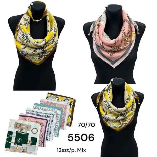 Szaliki damskie 70/70 mix kolorów SKU 5506