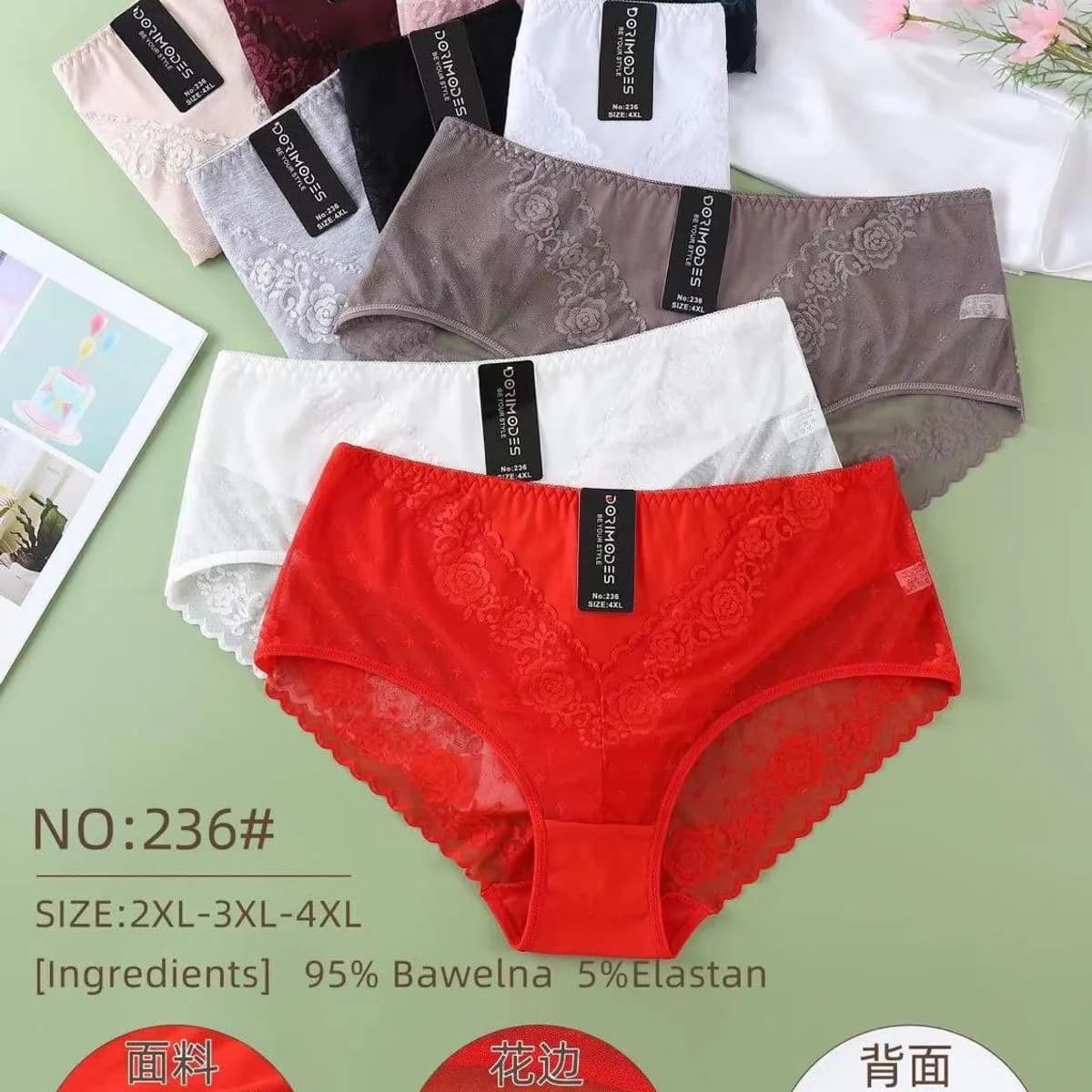 Majtki damskie 2XL-3XL-4XL 95% bawełna 5% elastan NO.236