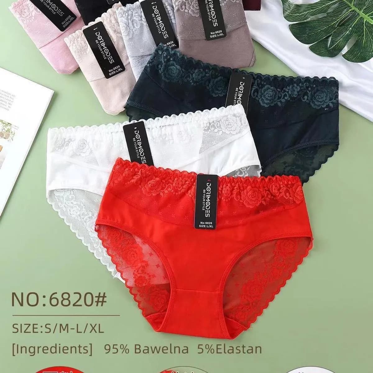 Majtki damskie koronkowe 95% bawełna 5% elastan S-5L NO:682