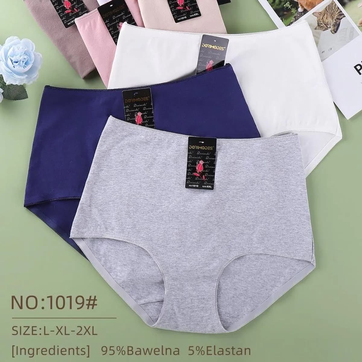 Majtki damskie XL-2XL 95% bawełna 5% elastan NO-1019