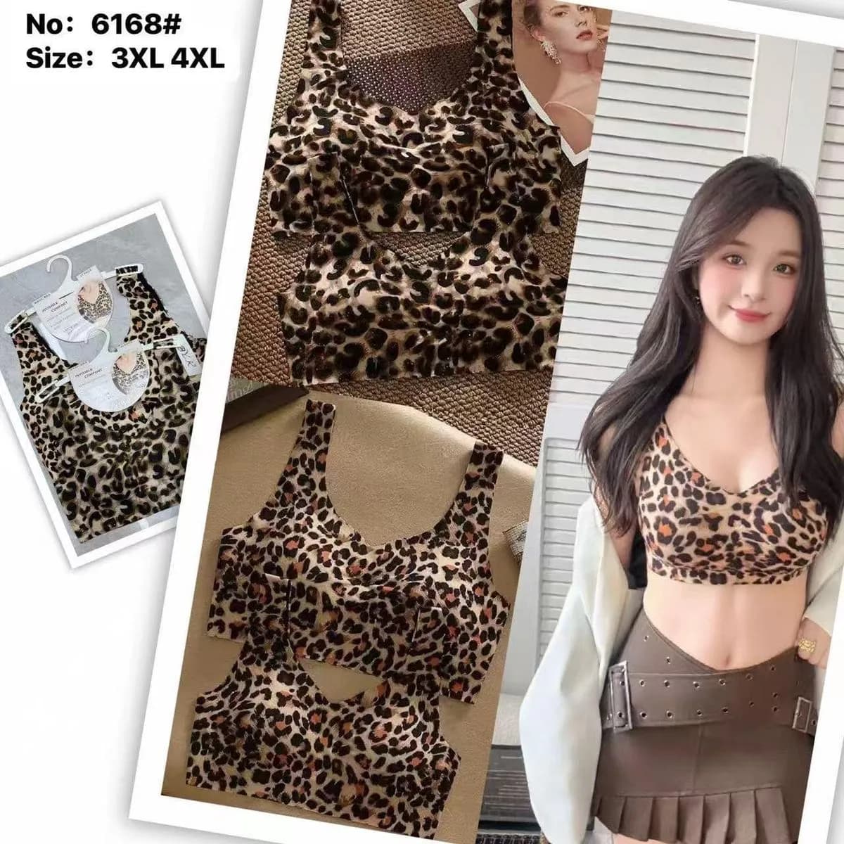 Biustonosz damski bezszwowy leopard 3XL-4XL Nr 6168