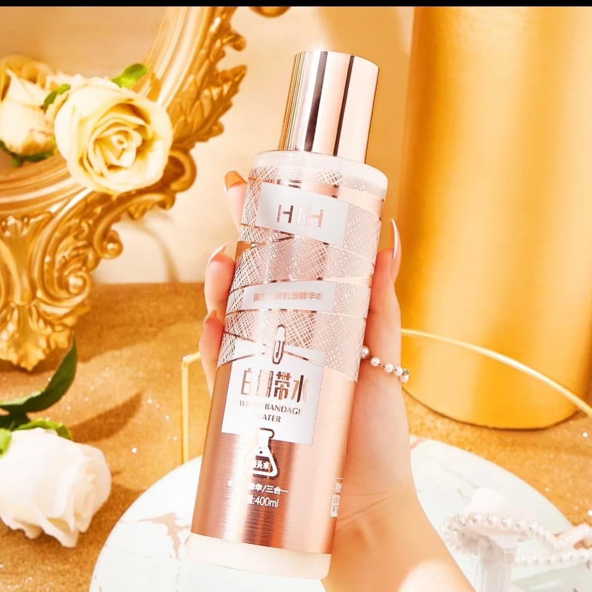 HIH Woda z Białym Bandażem 400ml - Tonik do twarzy Rose Gold