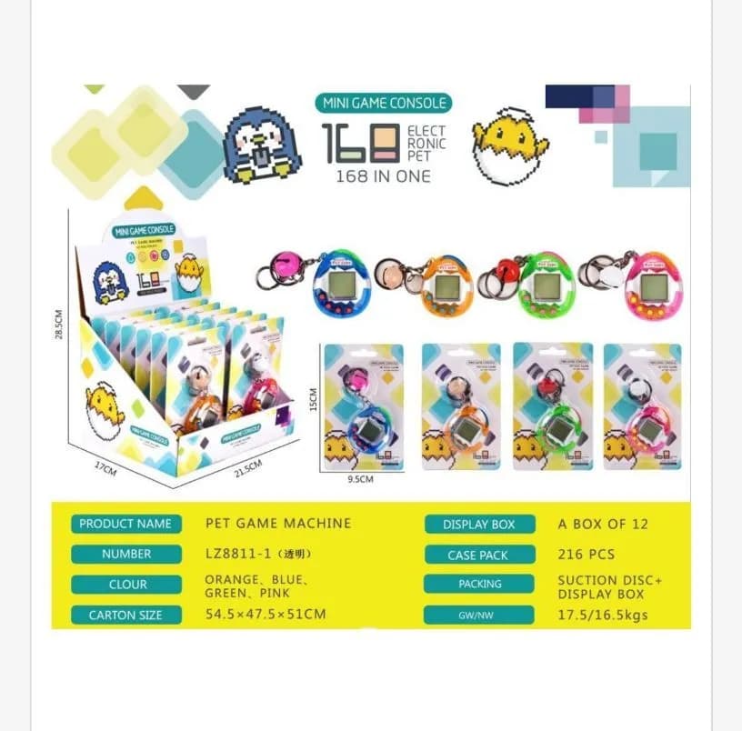 Brelok Zabawka Mini Konsola 16w1 168 Gier Kolorowy