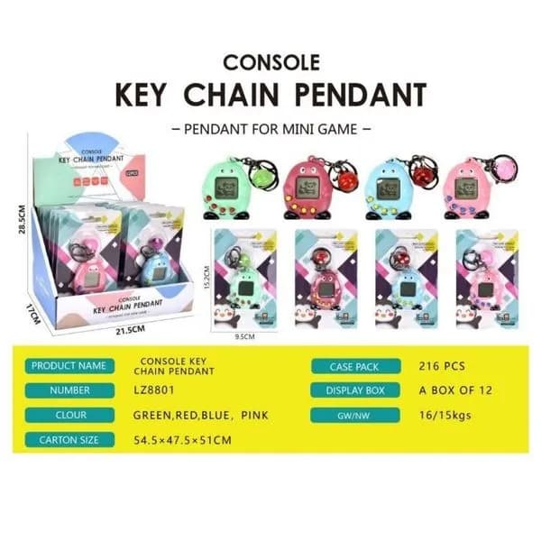 Brelok Zabawka Konsola Gra 5,4x4,7cm Kolory Zielen/B-Czerw/Pink