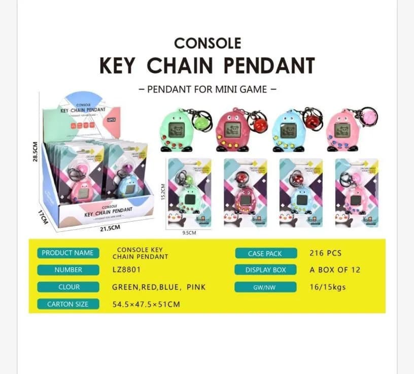 Brelok Zabawka Konsola Gra 5,4x4,7cm Kolory Zielen/B-Czerw/Pink