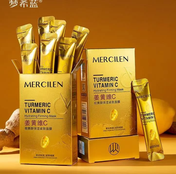 Maska nawilżająco-ujędrniająca Mercilen Turmeric Vitamin C 10PCS
