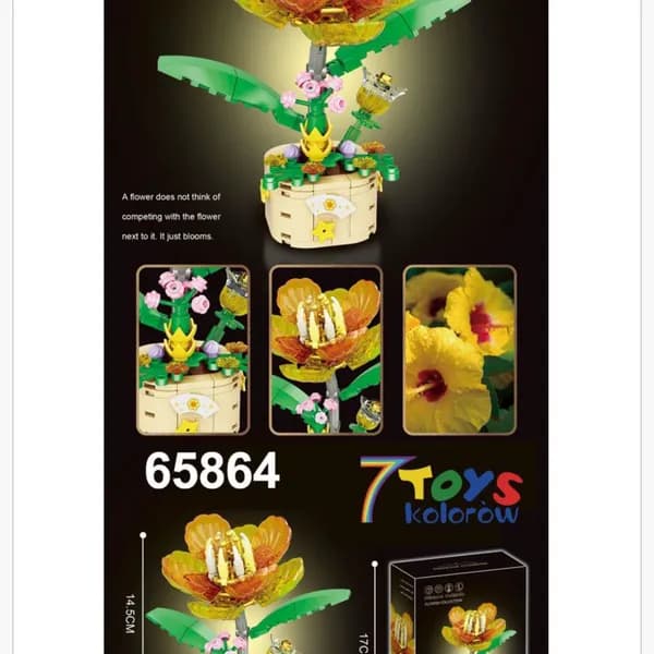 Klocki Kwiaty Hibiskus 14.5cm - Zestaw Konstrukcyjny 7 TOYS