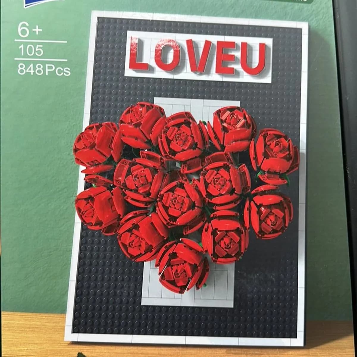 Klocki Kwiaty 848PCS Zuanma Rose Flower Frame Serce LOVEU