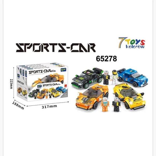 Klocki Auto Sports-Car Zestaw 4 Modele Wyścigowe z Figurkami