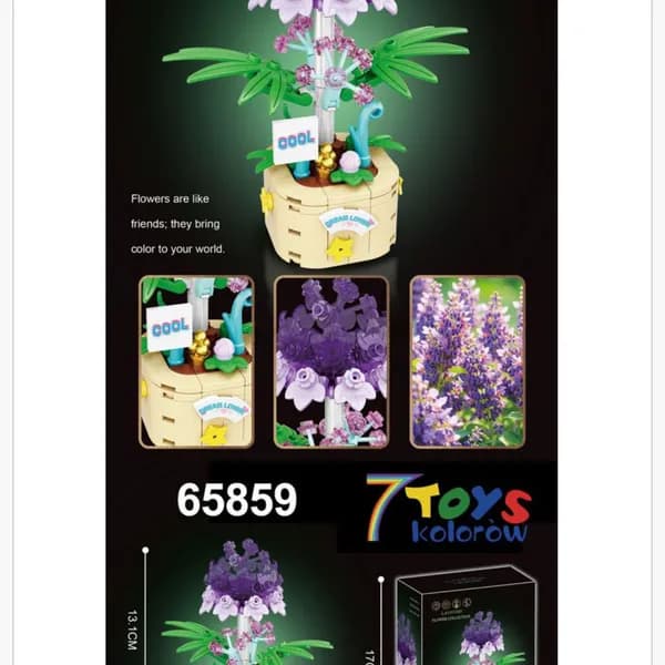 Klocki Kwiaty Lawenda w Doniczce 13cm - Zestaw Konstrukcyjny