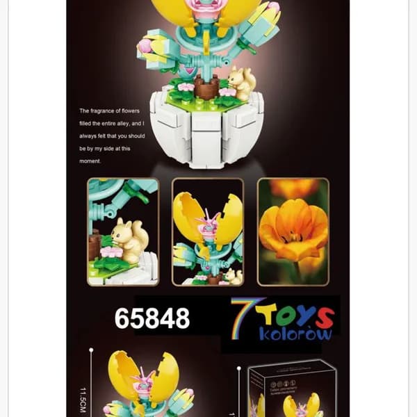 Klocki Kwiaty Tulipan 11,5cm Figurka Wiewiórka 65848 12szt