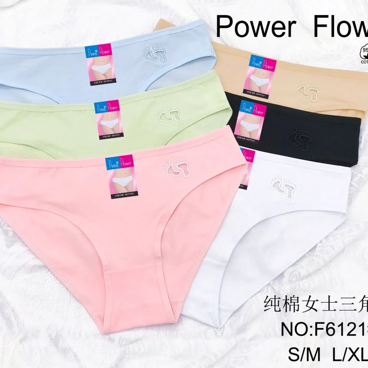 Majtki damskie Power Flower bawełna S/M L/XL 6 kolorów