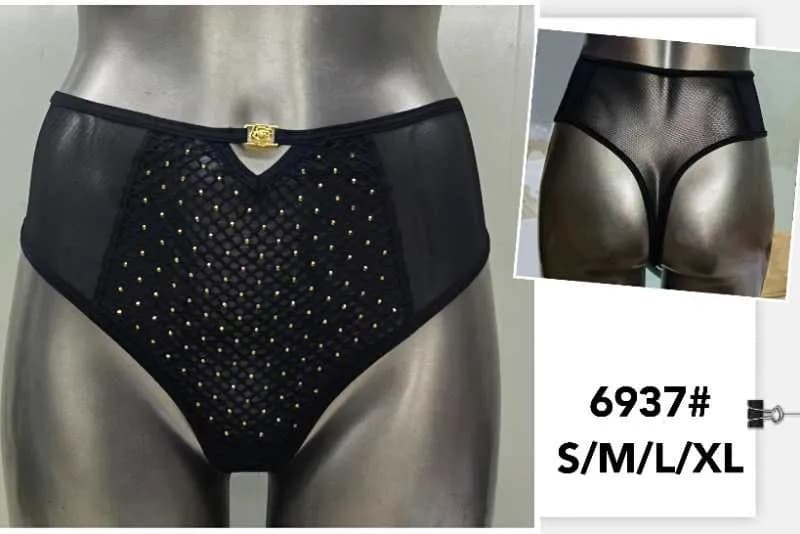 Majtki damskie czarne z siateczką S/M/L/XL