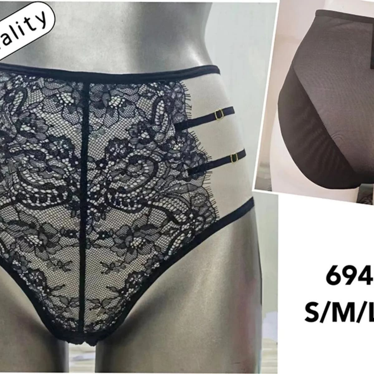 Majtki damskie koronkowe S/M/L/XL czarne 200925-221