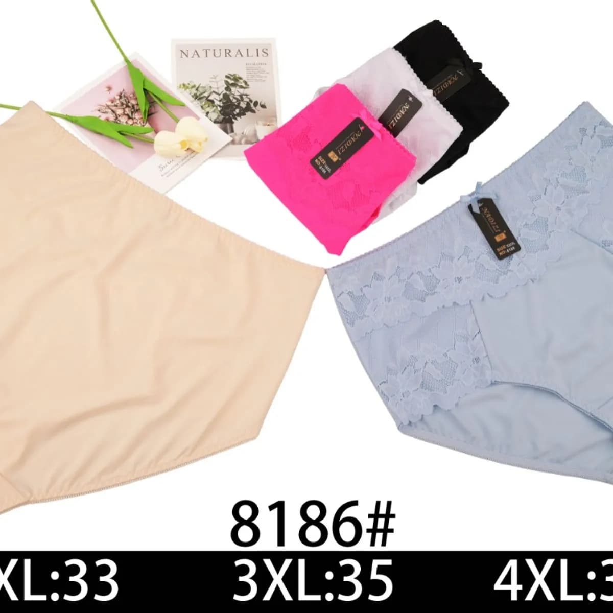 Majtki damskie 2XL-37, 3XL-35, 4XL-33, model 8186#