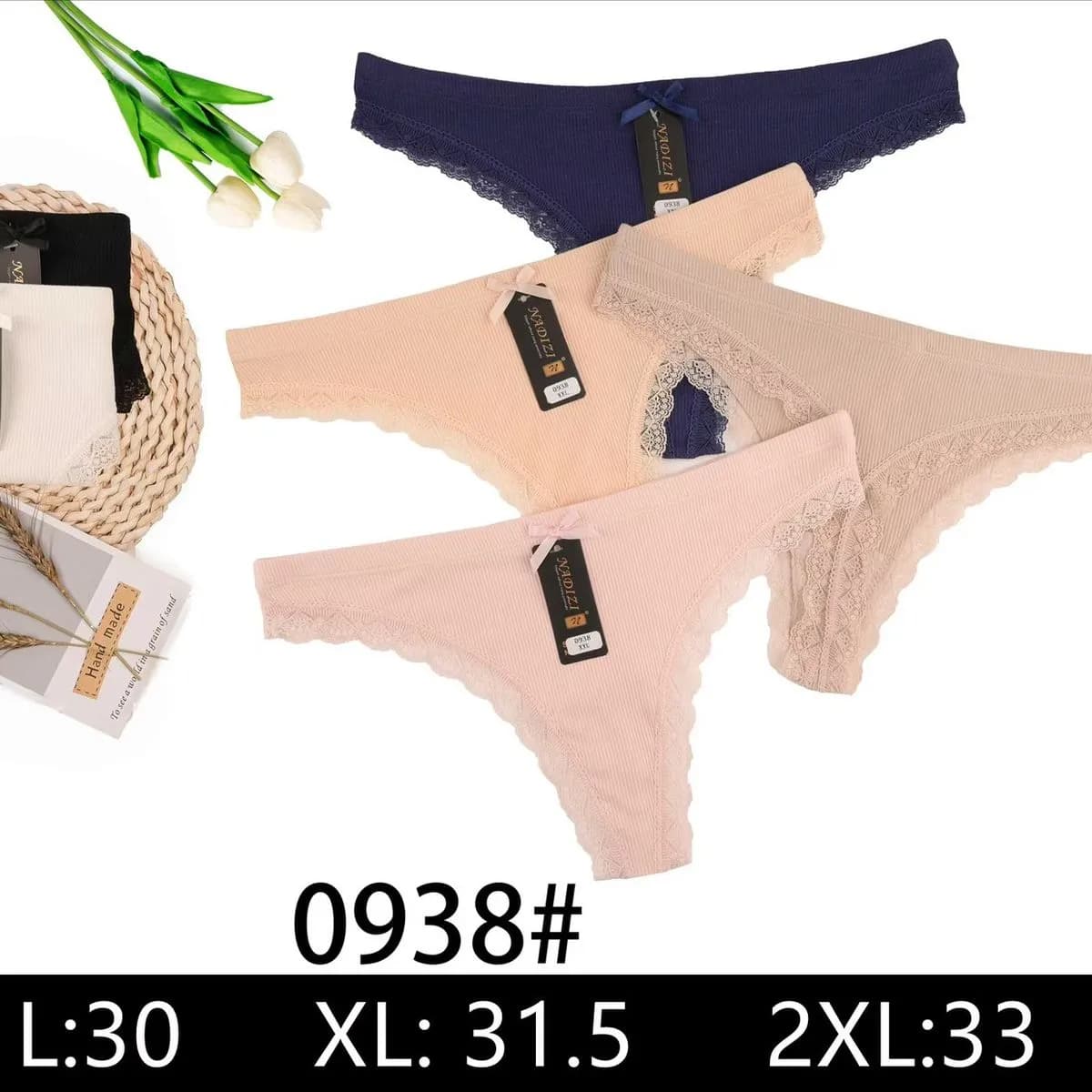 Majtki damskie stringi L:30 XL:31.5 2XL:33 0938#