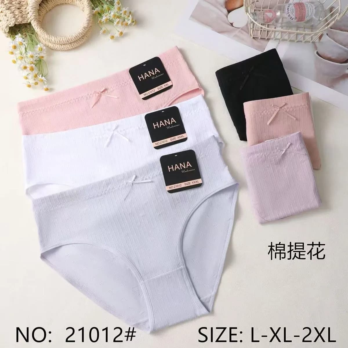 Majtki damskie HANA L-XL-2XL 3 szt. różowe/czarne/białe