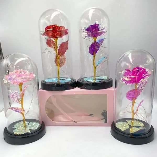 Dekoracja LED Róża z Motylem w Szkatułce