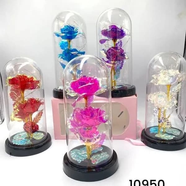 Dekoracja Kwiaty LED w Szkle z Podświetleniem