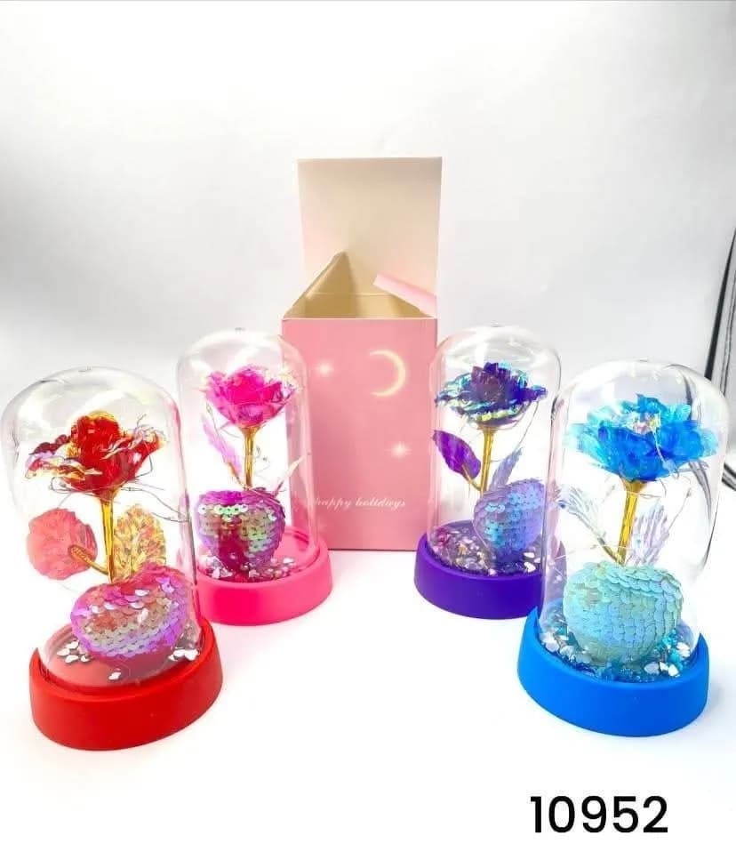 Dekoracja Kwiaty LED w Szkle z Podświetleniem