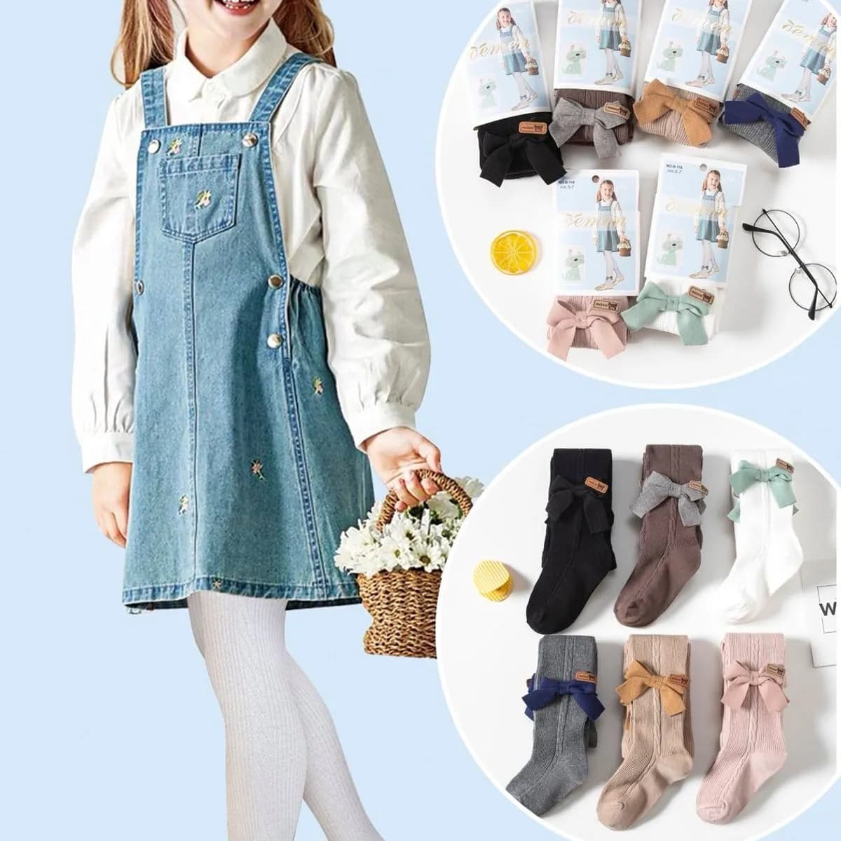 Rajstopy dla dzieci 140 z kokardami No. B-116