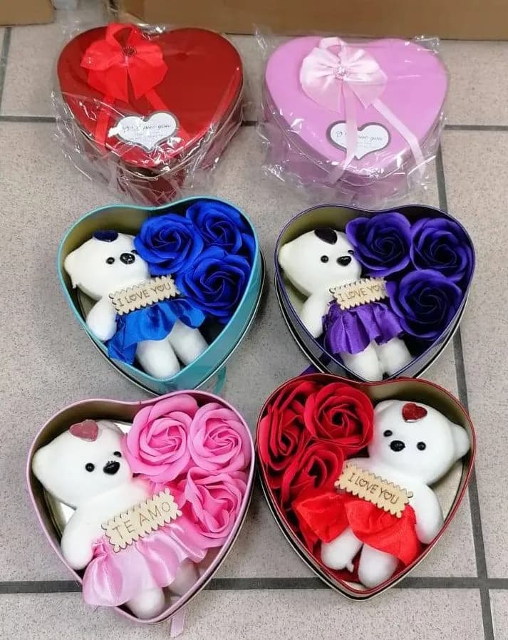 Pudełko Prezent Miś Kwiaty