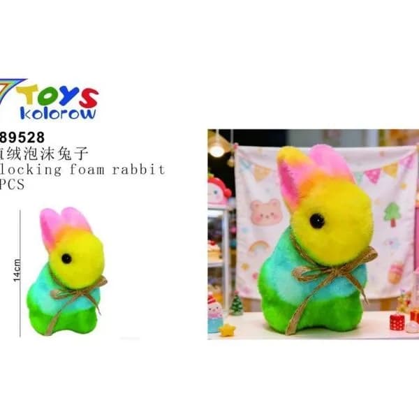 Wielobarwne króliczki flokowane piankowe 6 szt