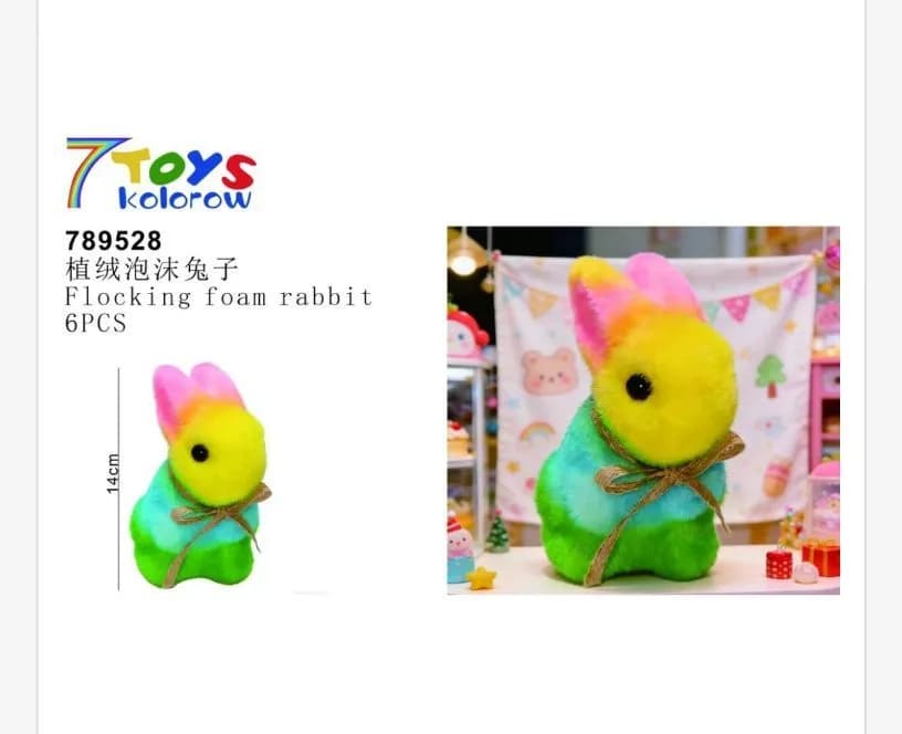 Wielobarwne króliczki flokowane piankowe 6 szt