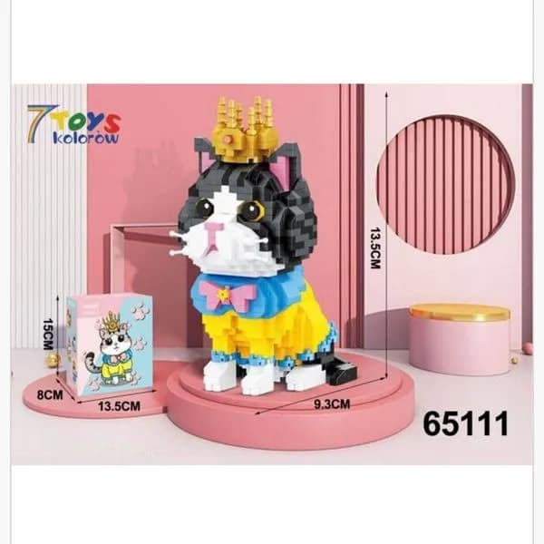 Klocki dla Dzieci 875PCS Zestaw Figurka Kot w Koronie 13,5cm