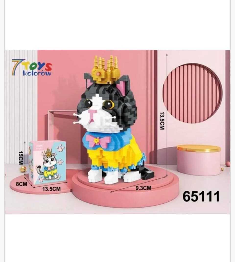 Klocki dla Dzieci 875PCS Zestaw Figurka Kot w Koronie 13,5cm