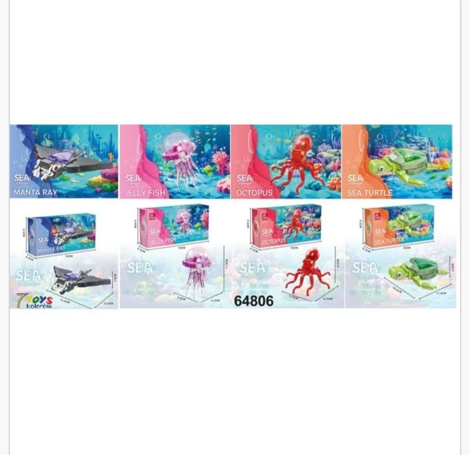 Klocki SEA Organism Zwierzęta Morskie Mix 12szt JIE STAR