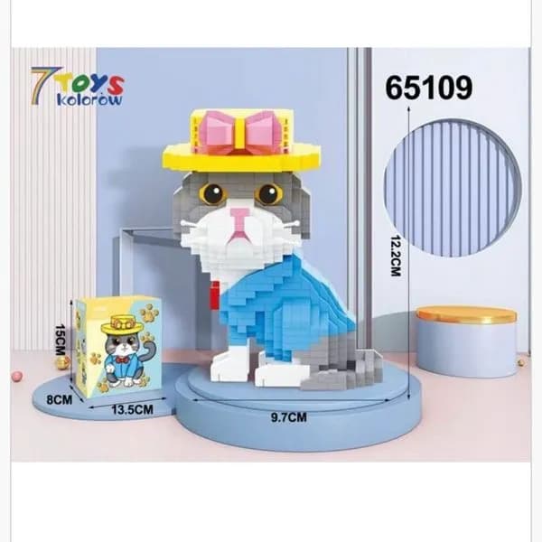 Klocki dla Dzieci 832PCS Figurka Kot w Kapeluszu 12.2cm