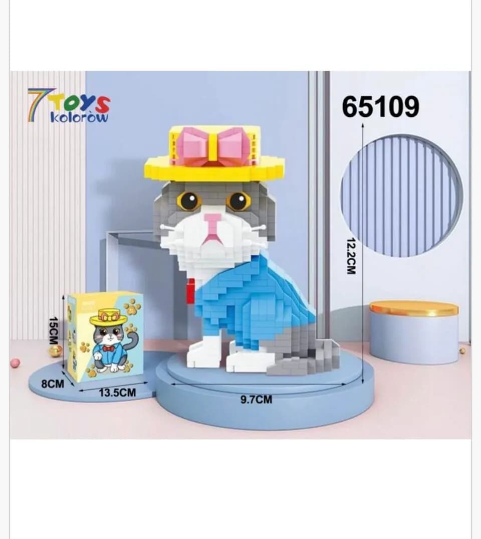 Klocki dla Dzieci 832PCS Figurka Kot w Kapeluszu 12.2cm