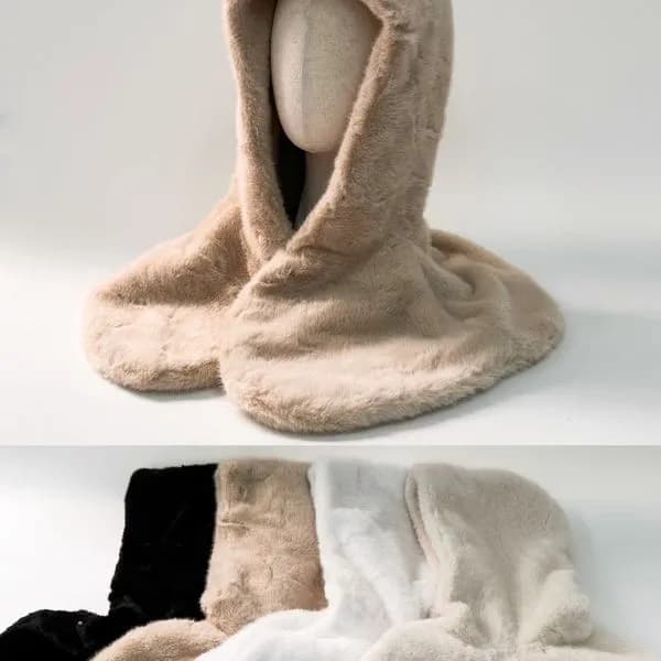 Czapka Zimowa Damska Futerko Kominiarka z Szalikiem Mix 20825-130