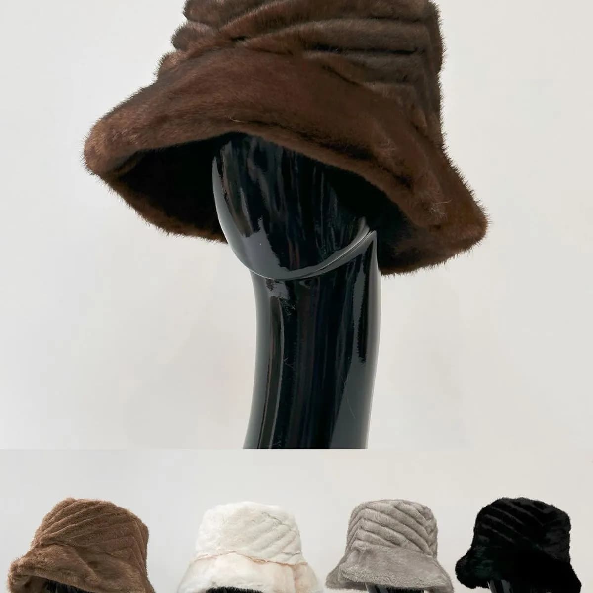 Czapka Zimowa Damska Futrzana Bucket Hat Mix Kolorów