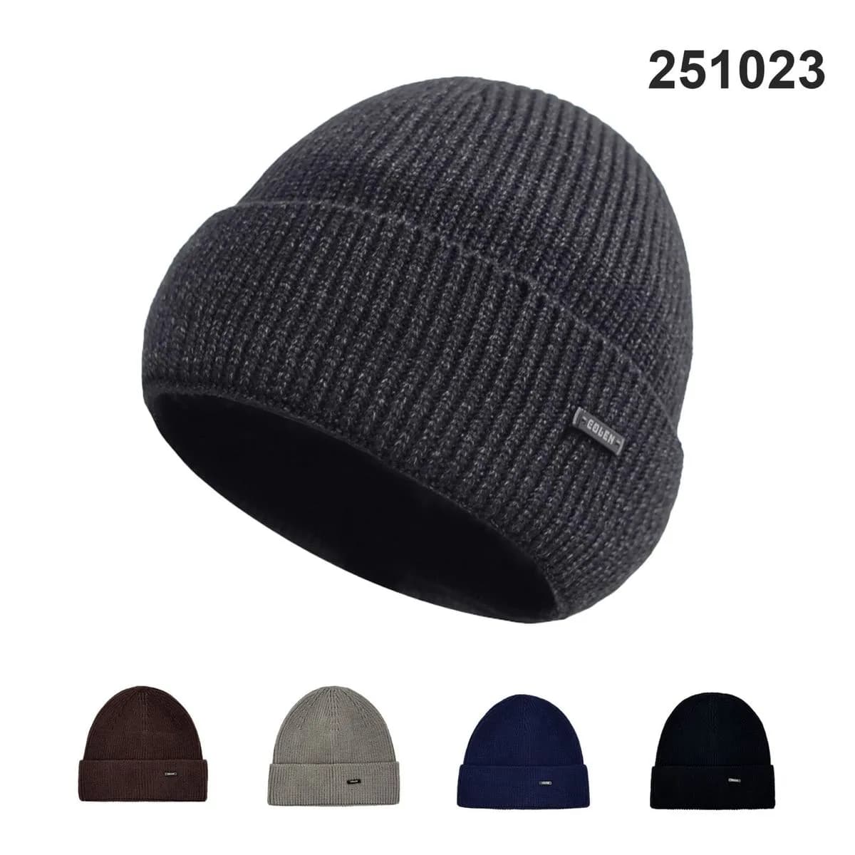 Czapka Zimowa Męska Prążkowana Mix Kolorów COLEN 12szt