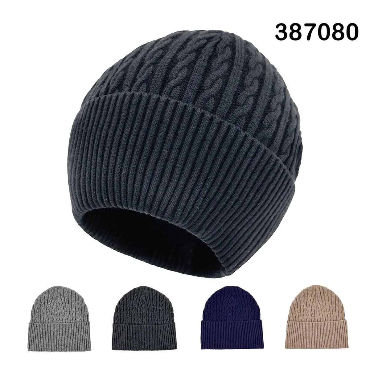Czapka Zimowa Męska Dzianinowa Warkocz Mix Kolorów 12szt