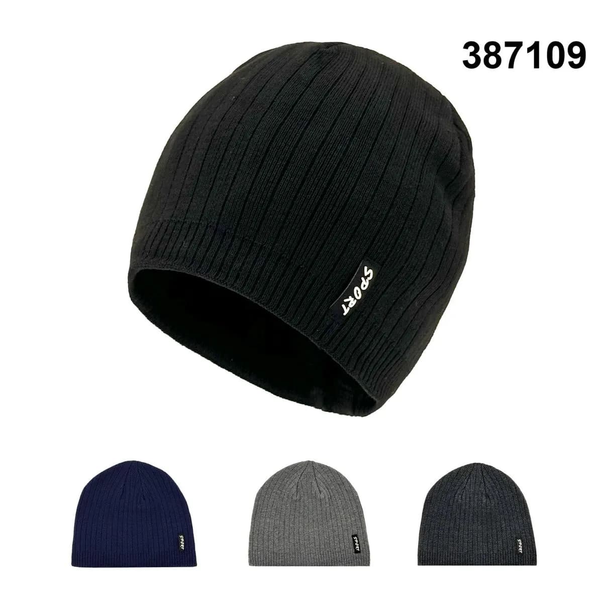 Czapka Zimowa Męska Prążkowana Beanie SPORT Mix Kolorów