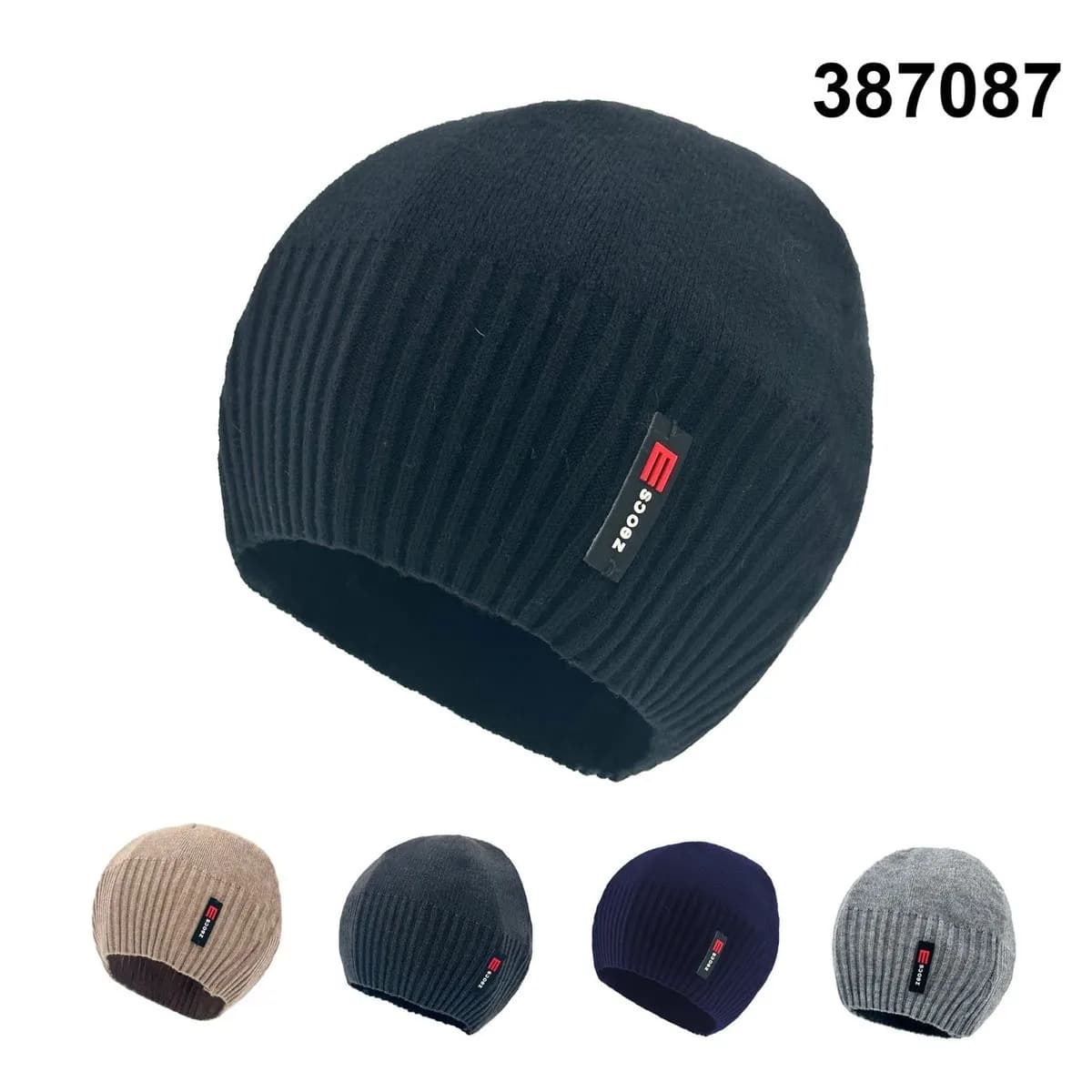 Czapka Zimowa Męska Zoocs, Prążkowana, Mix Kolorów, 12 szt.