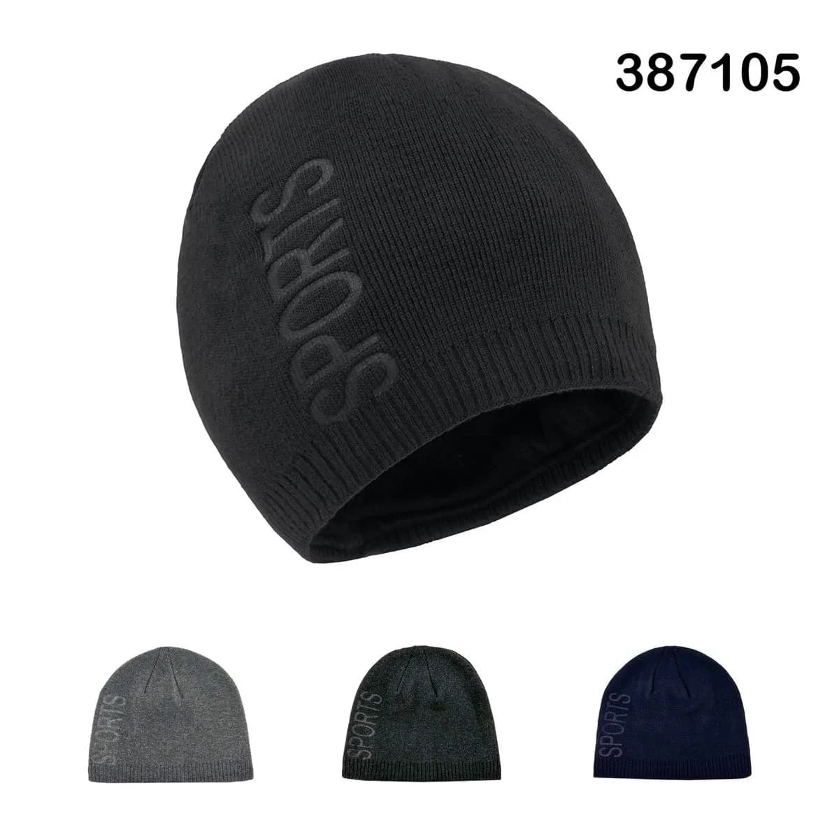 Czapka Zimowa Męska z Napisem SPORTS Mix Kolorów 12szt