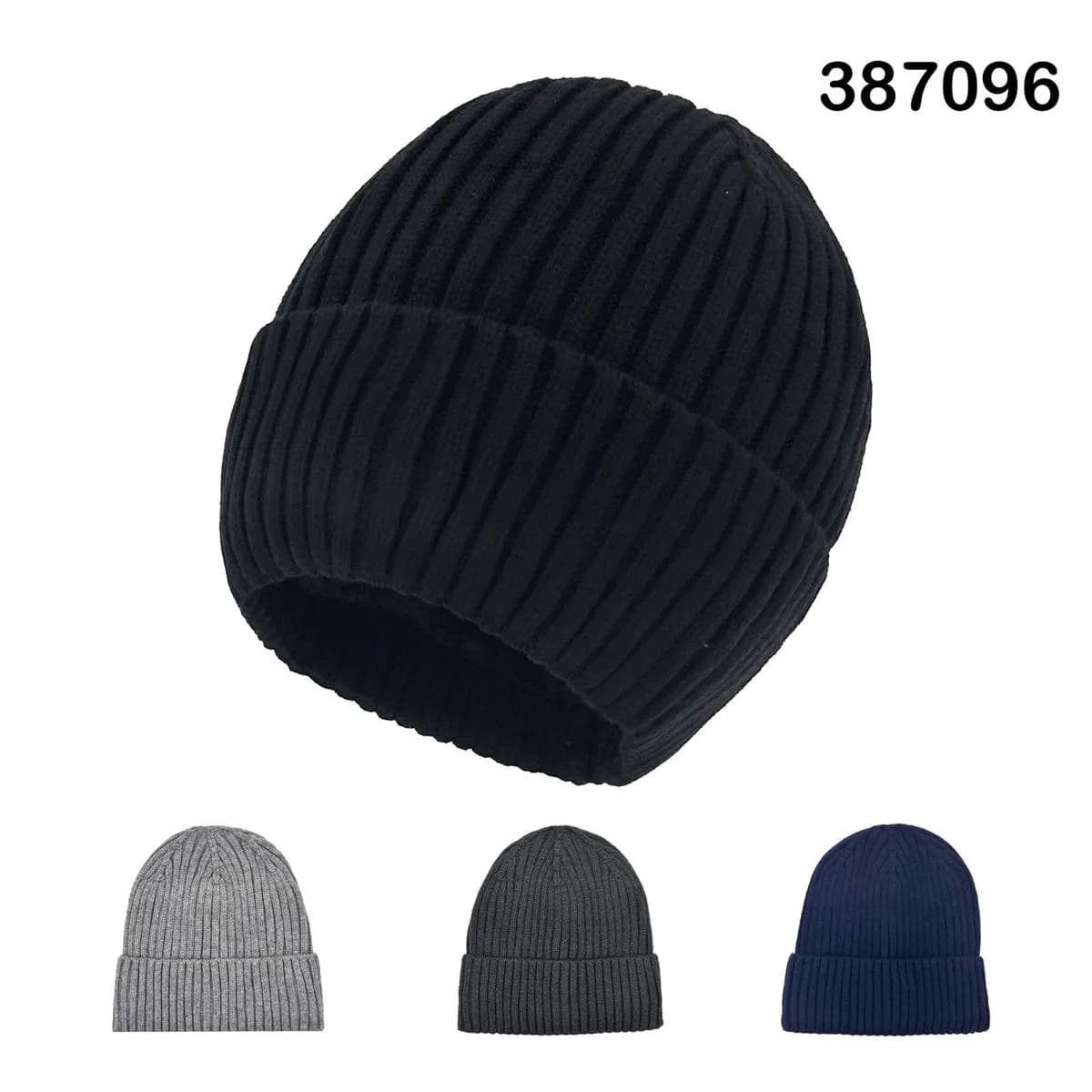 Czapka Zimowa Męska Prążkowana Mix Kolorów 12 szt.