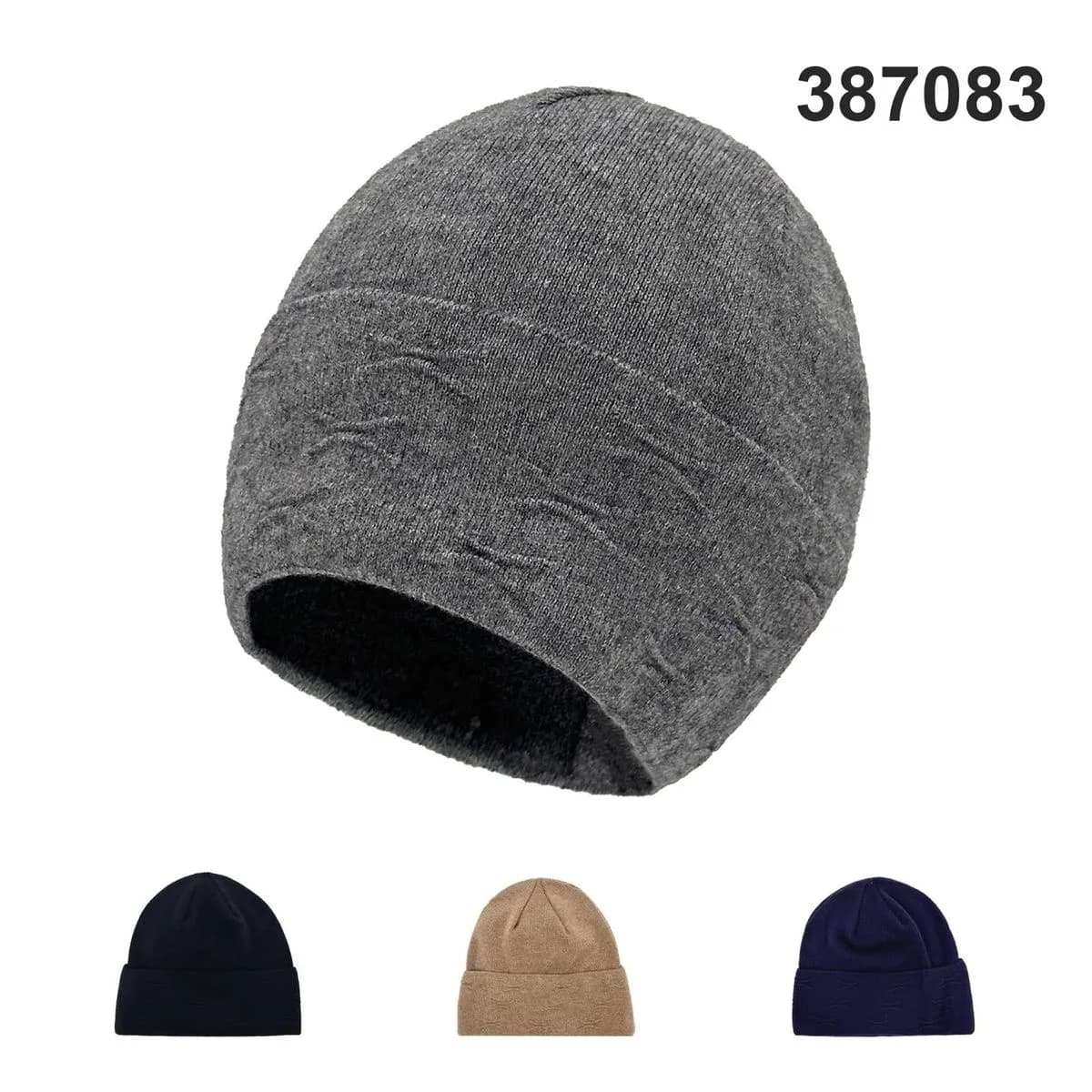 Czapka Zimowa Męska Ocieplana z Wywinięciem Mix Kolorów