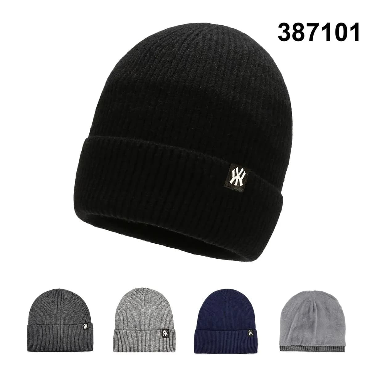 Czapka Zimowa Męska Prążkowana Beanie Mix Kolorów 12szt